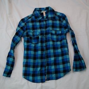 Ambiance Apparel Blue Plaid Long sleeve